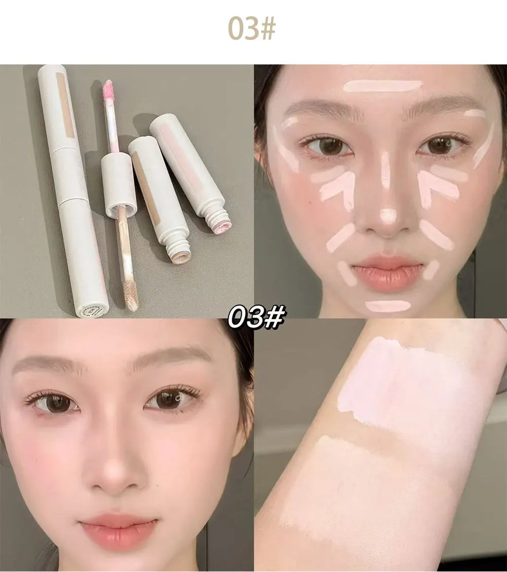 Dual End Concealer Stick Pink Liquid Brightening Contour Pen Correcting Penfor Under Eye & Face Sculpting Full Coverage Makeup