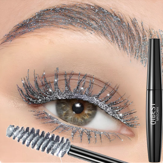 Glitter Diamond Mascara Waterproof Smudge-Proof Volumizing Lengthening Sparkling Snowflake Flake Clump-Free Lasting Party Makeup