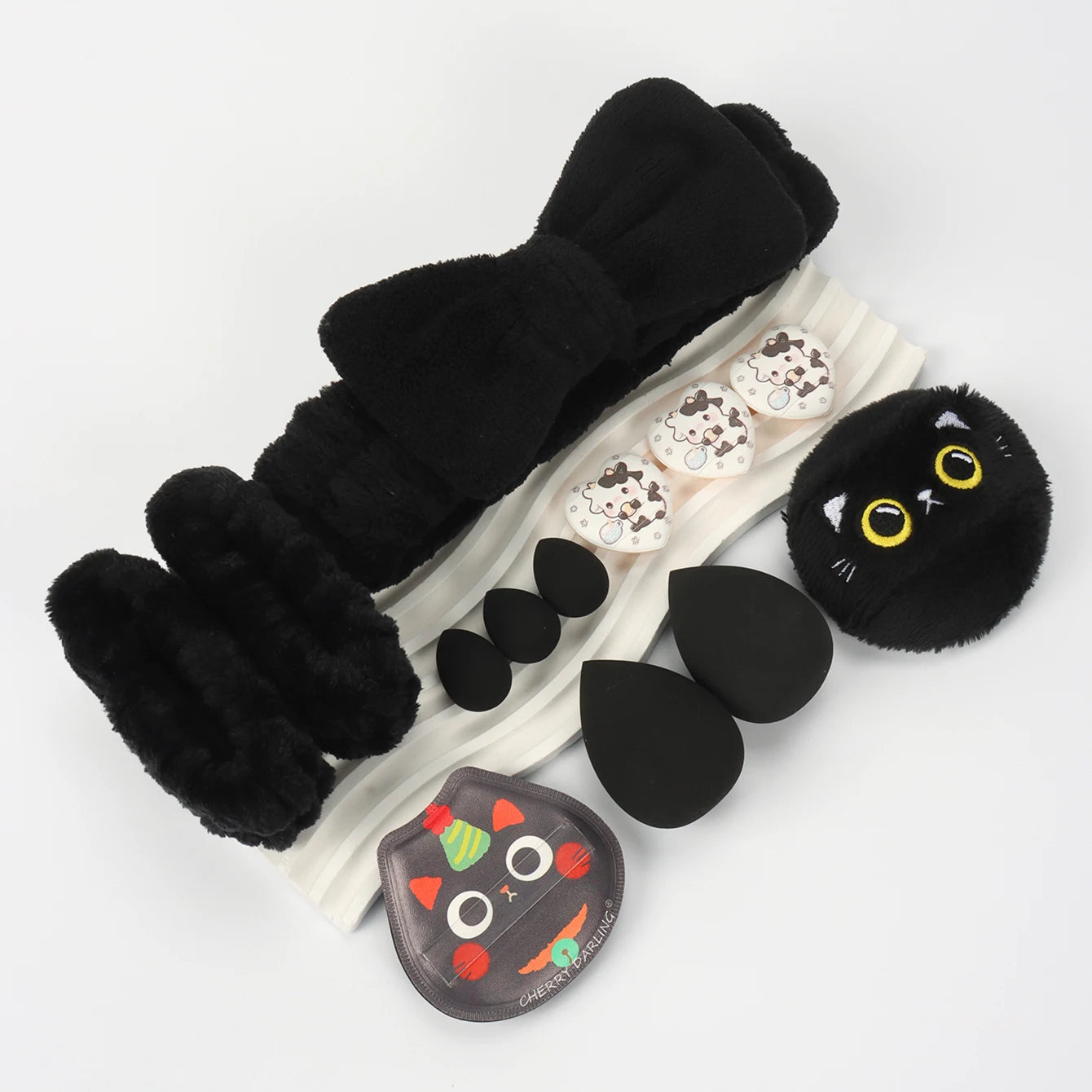 Embroidered Powder Puff Headband 13-Piece Set, Suitable for Applying and Setting Makeup, Suitable for All Skin Types