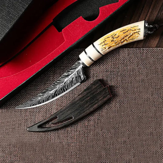 High-end sharp and curved blades with gift boxes, kitchen knives Damask textured fruit knives, and portable bone-picking knives