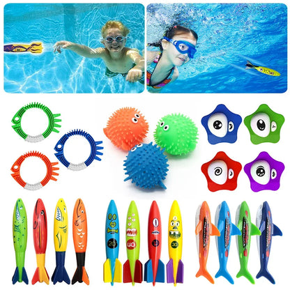 Children's Pool Diving Toy Submersible Torpedo Treasure Hunt Water Toy Swimming Training Tool Summer Outdoor water Gift Set #1