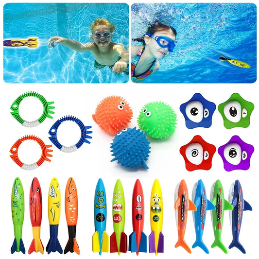 Children's Pool Diving Toy Submersible Torpedo Treasure Hunt Water Toy Swimming Training Tool Summer Outdoor water Gift Set #1