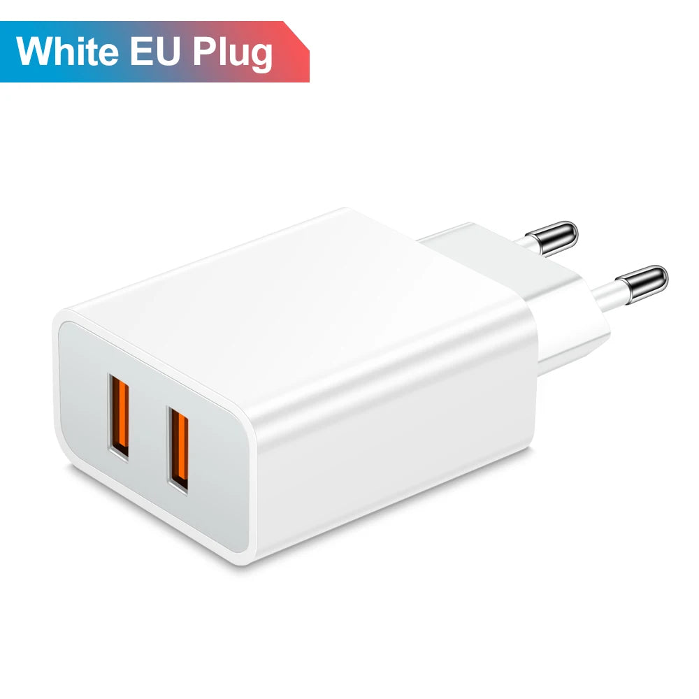 Dual USB Charger Fast Charging Adapter Portable Wall Travel Charger Mobile Phone Chargers for Oneplus Oppo iPhone Xiaomi 15 17