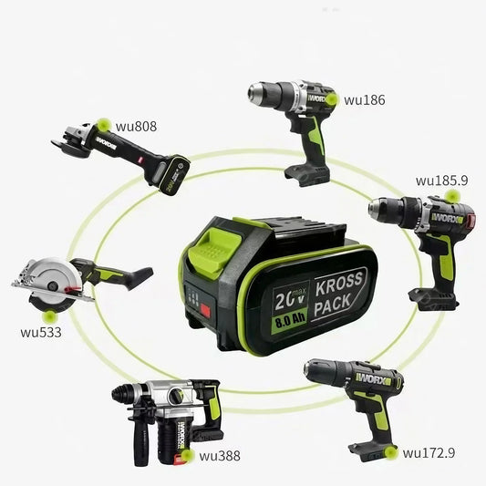 For WORX WA3520 6000mAh/8000mAh Li-ion Battery For dewalt tools for WORX 5pin WA3525 20V Cordless Power Tool Model Battery