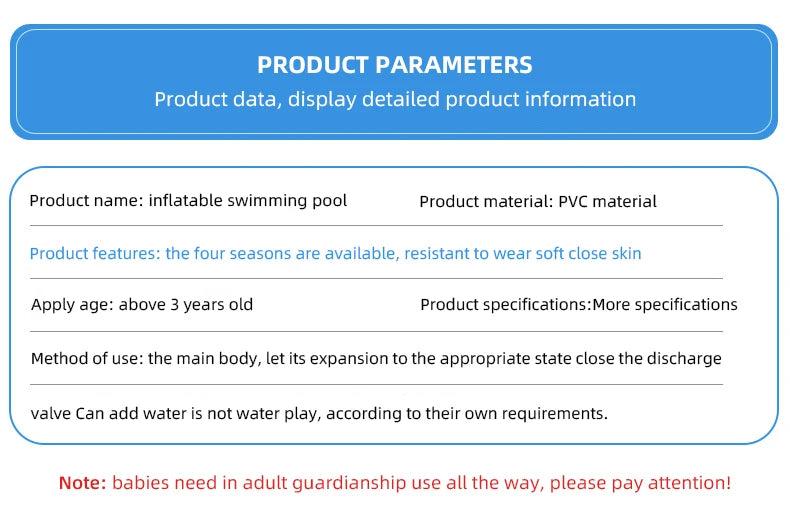 2m/2.6m Large Inflatable Swimming Pool Adults Kids Pools Bathing Tub Outdoor Indoor Bathtub Water Pool Family Party Toys