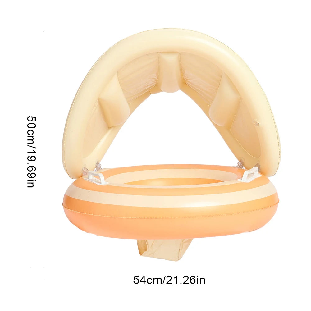 Baby Swimming Ring Inflatable Swim Ring with Detachable Sunshade Toddlers Pool Float Beach Water  for Summer Pool Party