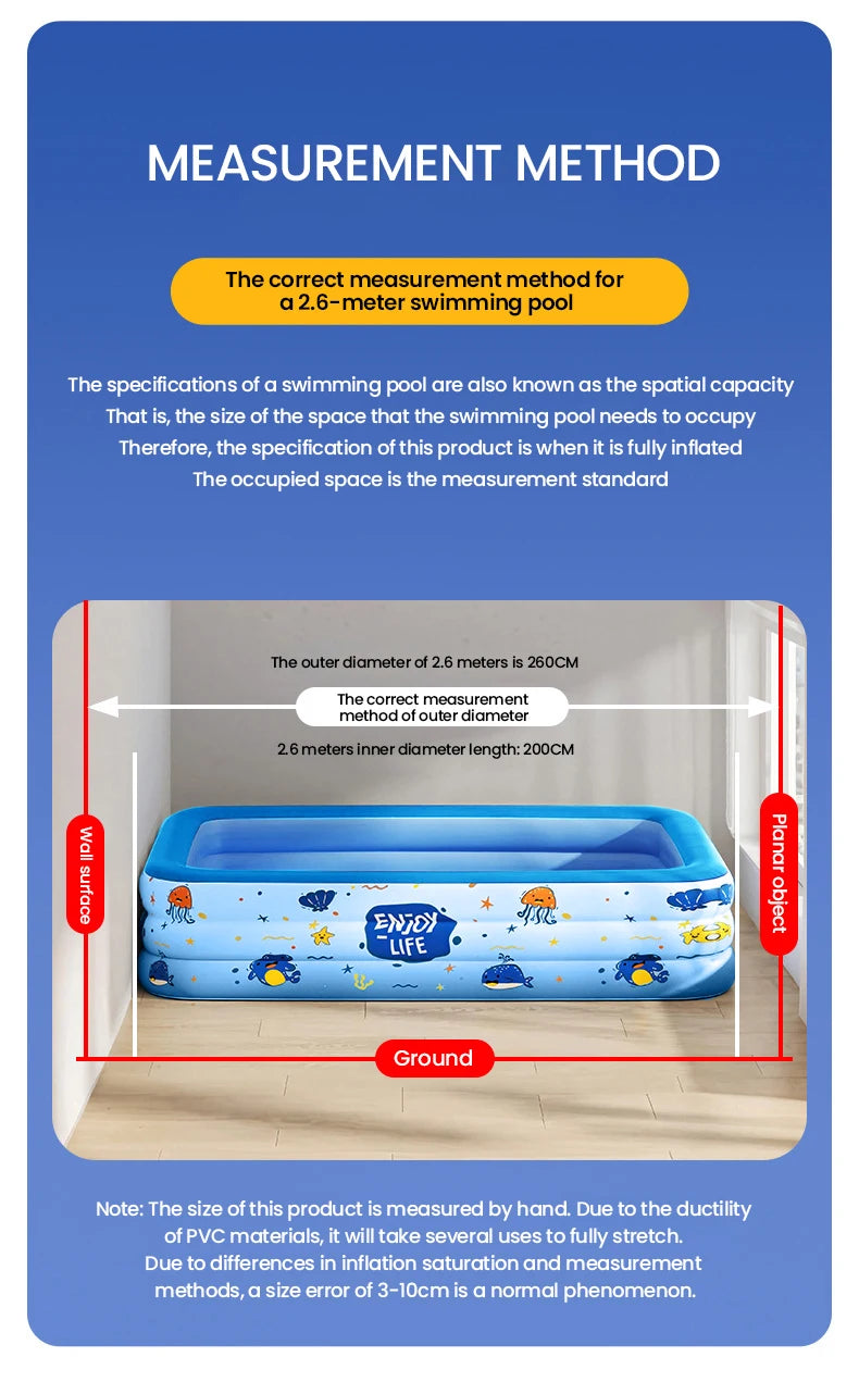Inflatable Swimming Pool Large Size Indoor Outdoor Folding Pool Family Adult Baby Party Removable Swimming Pools for Children