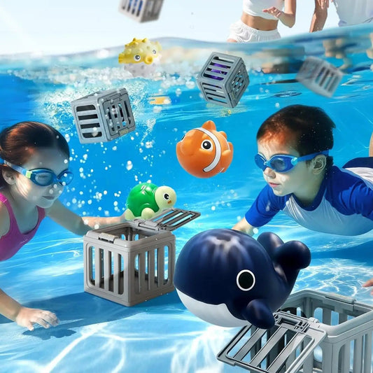 kids Pool Diving Toys With Animals Floating Easy Release Pool Sinking Toys Swimming Accessories For Boys Girls Summer Vacation