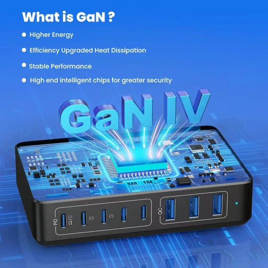 New 300W 8-port fast charging station type-c charger Multi-port USB mobile phone charger Convenient charger Home Office Travel