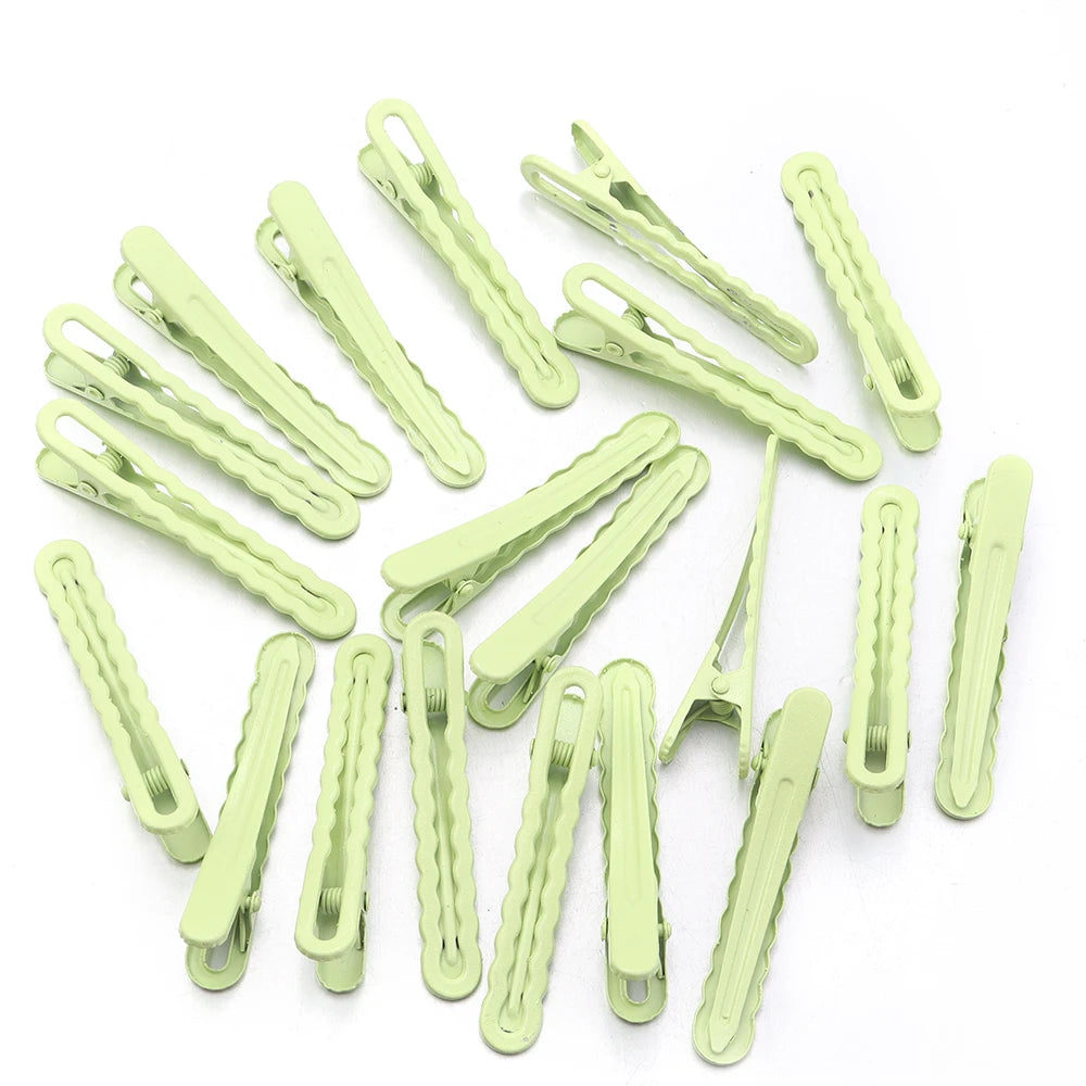 50pcs 6cm Candy Colored Hair Clips Women Girls Metal Hairpins Hollow Bangs Side Clip for Makeup Hair Styling Hairgrip Wholesale