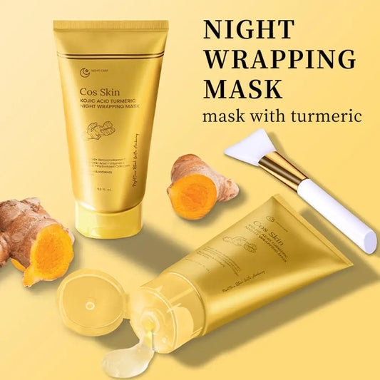 Kojic Acid Turmeric Overnight Wrapping Peel Off Mask Kit Nourish Hydrolyzed Collagen Glowing Skin Refresh Skin Firming Skincare