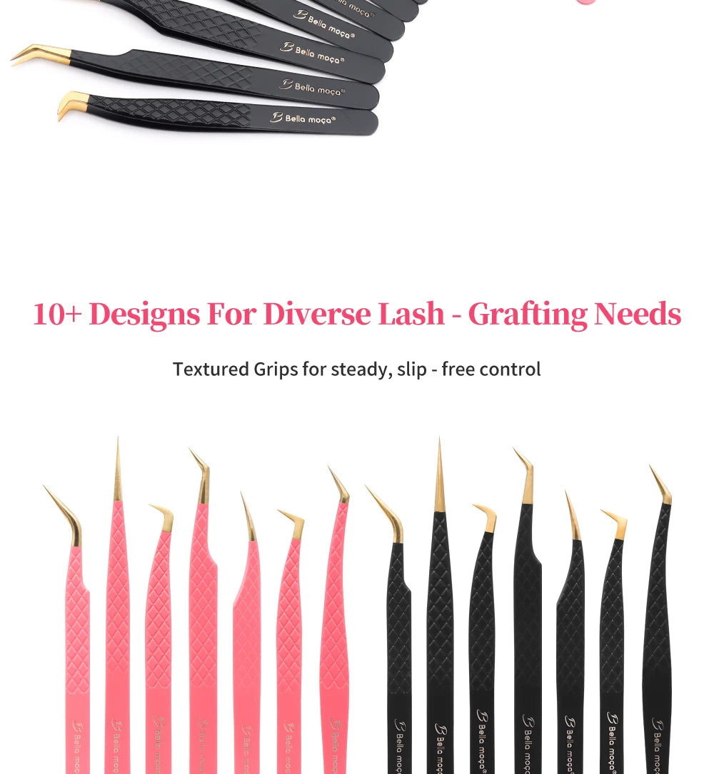Bella moça Lash Tweezers Stainless Steel Eyelash Nail Tools Accurate Tweezers Nippers Pointed Clip Set Makeup Tools