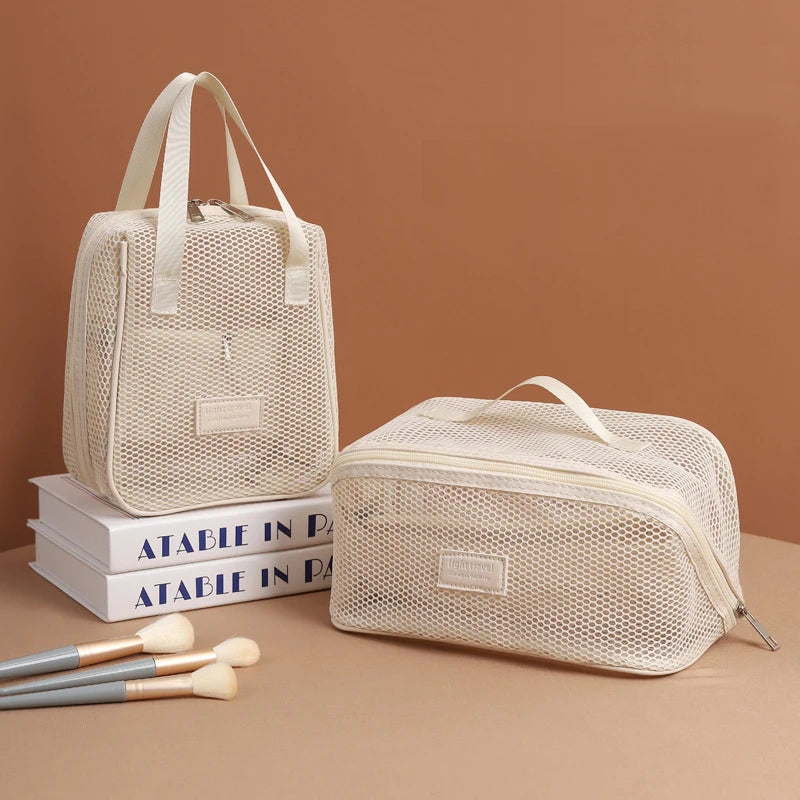 Multi-Functional Mesh Makeup Bag Pouch Large Capacity Portable Storage Case Travel Toiletry Bags Cosmetic Bag