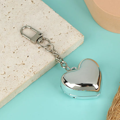 1Pcs Heart Shape Blush Empty Compact with Mirror, Keychain DIY Refillable Powder Case for Makeup
