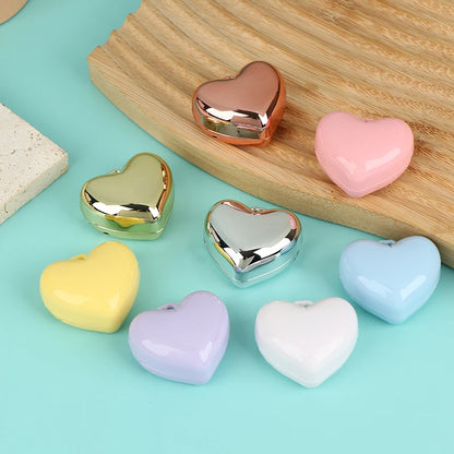 1Pcs Heart Shape Blush Empty Compact with Mirror, Keychain DIY Refillable Powder Case for Makeup