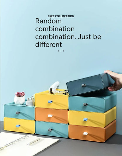 Plastic Storage Box Drawer Style Desktop Storage Box Storage Box Office Desk Shelf  Drawers Storage Box Makeup Organizer Storage