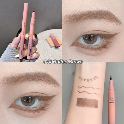 Waterproof Quick Dry Liquid Eyeliner Pen Ultra-fine Matte Black Brown Lasting Lying Silkworm Eyeliner Pencil Natural Eyes Makeup