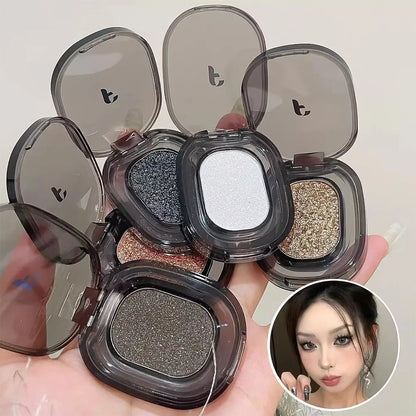 Glitter Punk Black Eye Shadow Palette Metallic Smoky Monochrome Eyeshadow Palette Shimmer Pearl Eye Makeup Shiny Silkworm Shadow