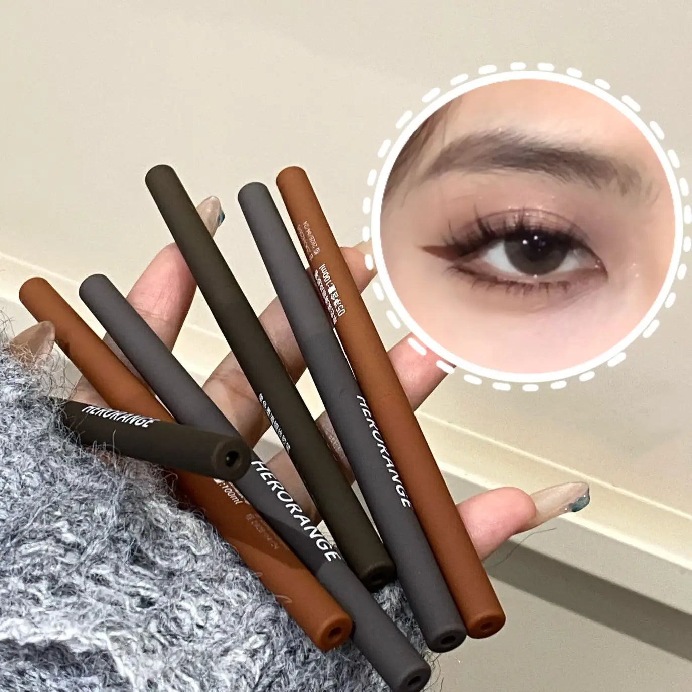 Pumpkin Brown Eyeliner Gel Pencil Waterproof Matte Smooth Quick Dry Non-Smudge Easy Wear Under Eye Liner Shadow Stick Makeup