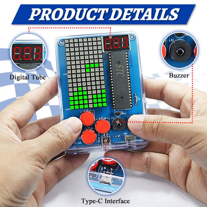 DIY Kit Electronic Pixel Game Console LED Dot Matrix Digital Tube Display DIY Soldering Kit STC15F2K60S2 MCU Double-Sided PCB