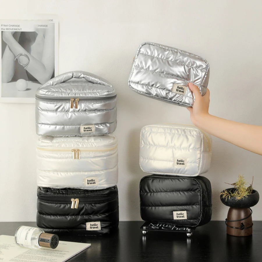 Puffy Makeup Water Proof Bag, Fashionable & Durable Fabric, large capacity makeup bag & Toiletry Storage Bag for Travel,