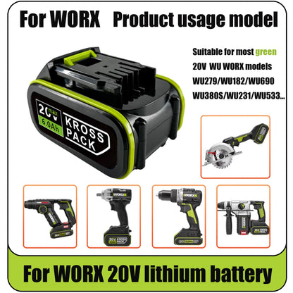 Hot For WORX WA3520 6000mAh/8000mAh Li-ion Battery For dewalt tools for WORX 5pin WA3525 20V Cordless Power Tool Model Battery