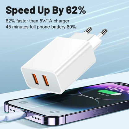 Dual USB Charger Fast Charging Adapter Portable Wall Travel Charger Mobile Phone Chargers for Oneplus Oppo iPhone Xiaomi 15 17