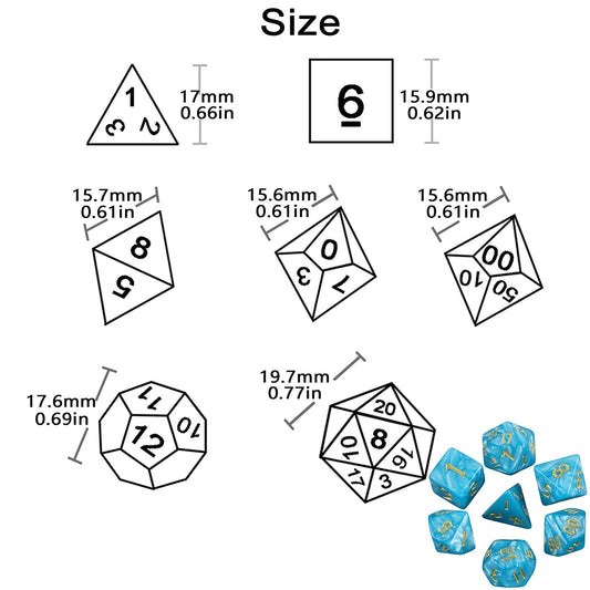 DND 7pcs Polyhedral Dice Set Pearl Swirl for Role Playing Table Games Party Supplies
