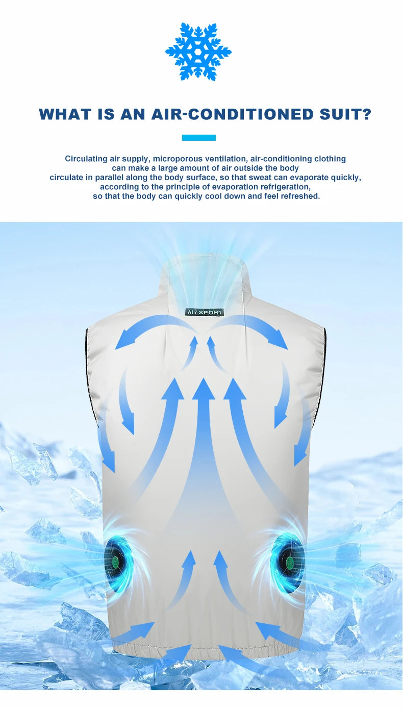 Summer Cool Vest Wearable Cooling Fan Vest Air-conditioned Clothes USB Cooling For Outdoor Work Fishing Vest Camping Clothing