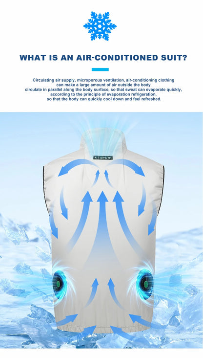 Summer Cool Vest Wearable Cooling Fan Vest Air-conditioned Clothes USB Cooling For Outdoor Work Fishing Vest Camping Clothing