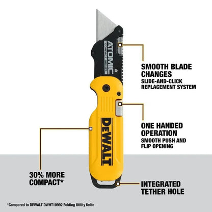 DEWALT DWHT10990 ATOMIC COMPACT SERIES Push And Flip Folding Utility Knife Hand Tools