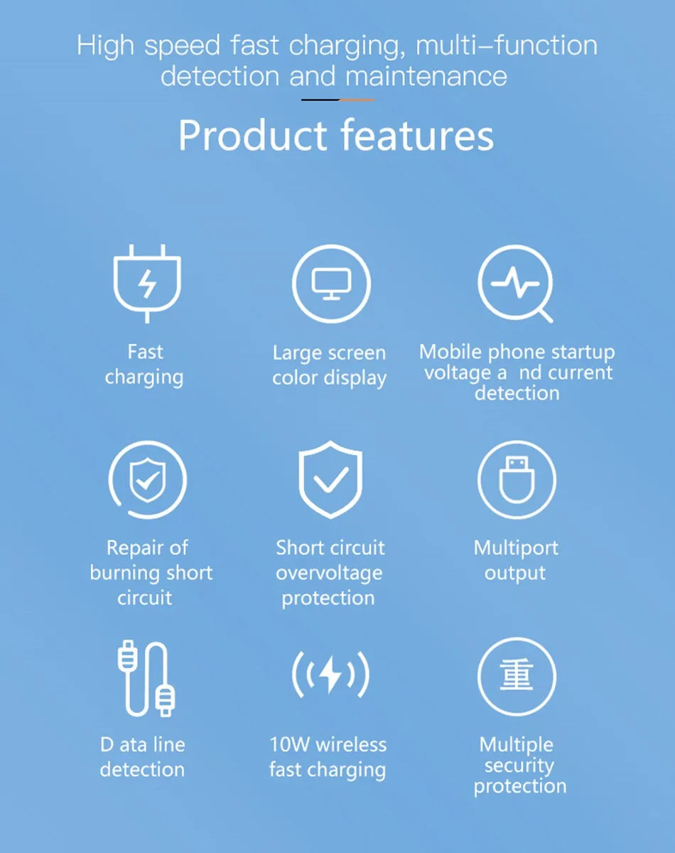 Multifunction 8-port Charger for Mobile Phonewith Short Circuit Repair Function Smart Wireless Fast Charging Tool