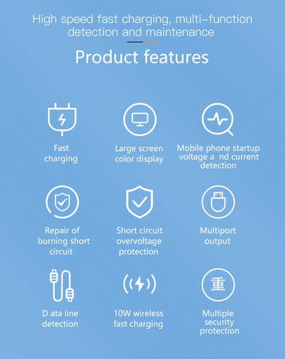 Multifunction 8-port Charger for Mobile Phonewith Short Circuit Repair Function Smart Wireless Fast Charging Tool