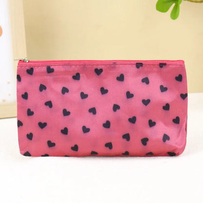 Heart Pattern Makeup Bag Fashion Design Multi-Functional Zippered Toiletry Storage Bag Large-Capacity Professional