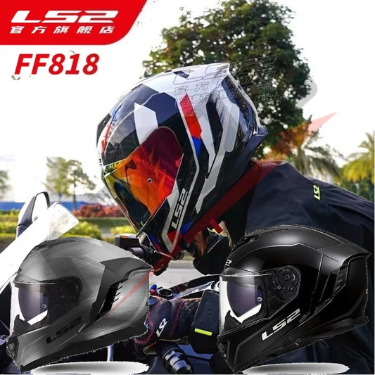 LS2 FF818 Motorcycle Helmet Full Face Double Lens Off-road Racing Helmet Men Breathable Cascos Para Moto DOT Casco Moto