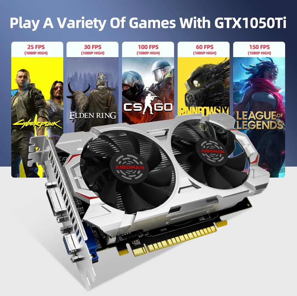 AIBOMAN GTX750Ti 4GB Graphics Card Gaming GDDR5 Computer GPU Video card for Work
