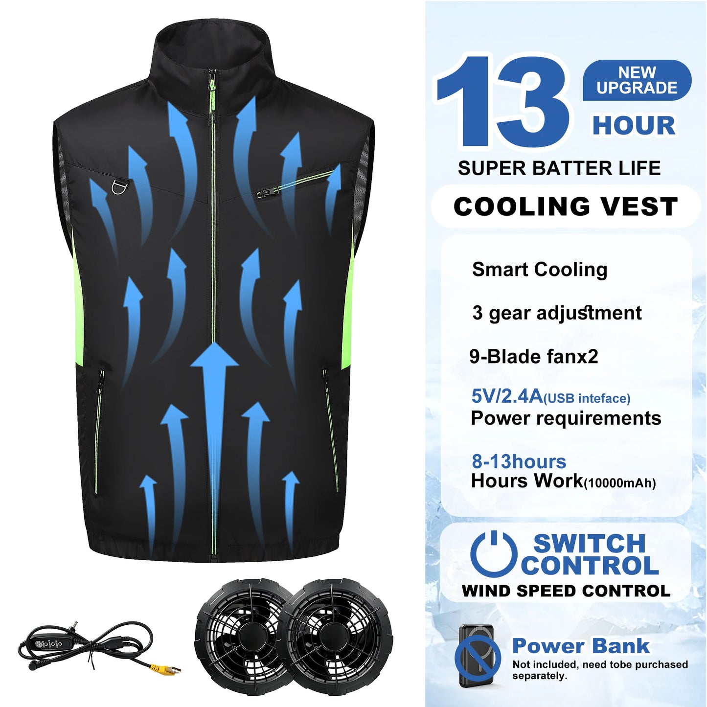 Summer Cool Vest Wearable Cooling Fan Vest Air-conditioned Clothes USB Cooling For Outdoor Work Fishing Vest Camping Clothing