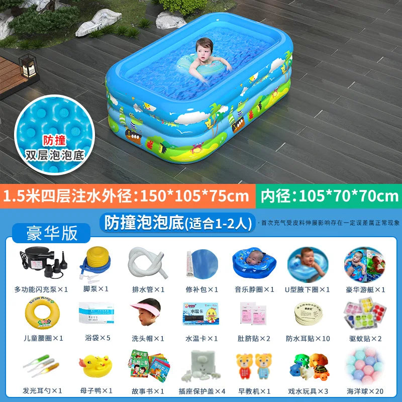 Large Foldable Inflatable Swimming Pool for Kids Adults Baby Family Indoor Outdoor Backyard Thickened Durable Summer Fun Pool