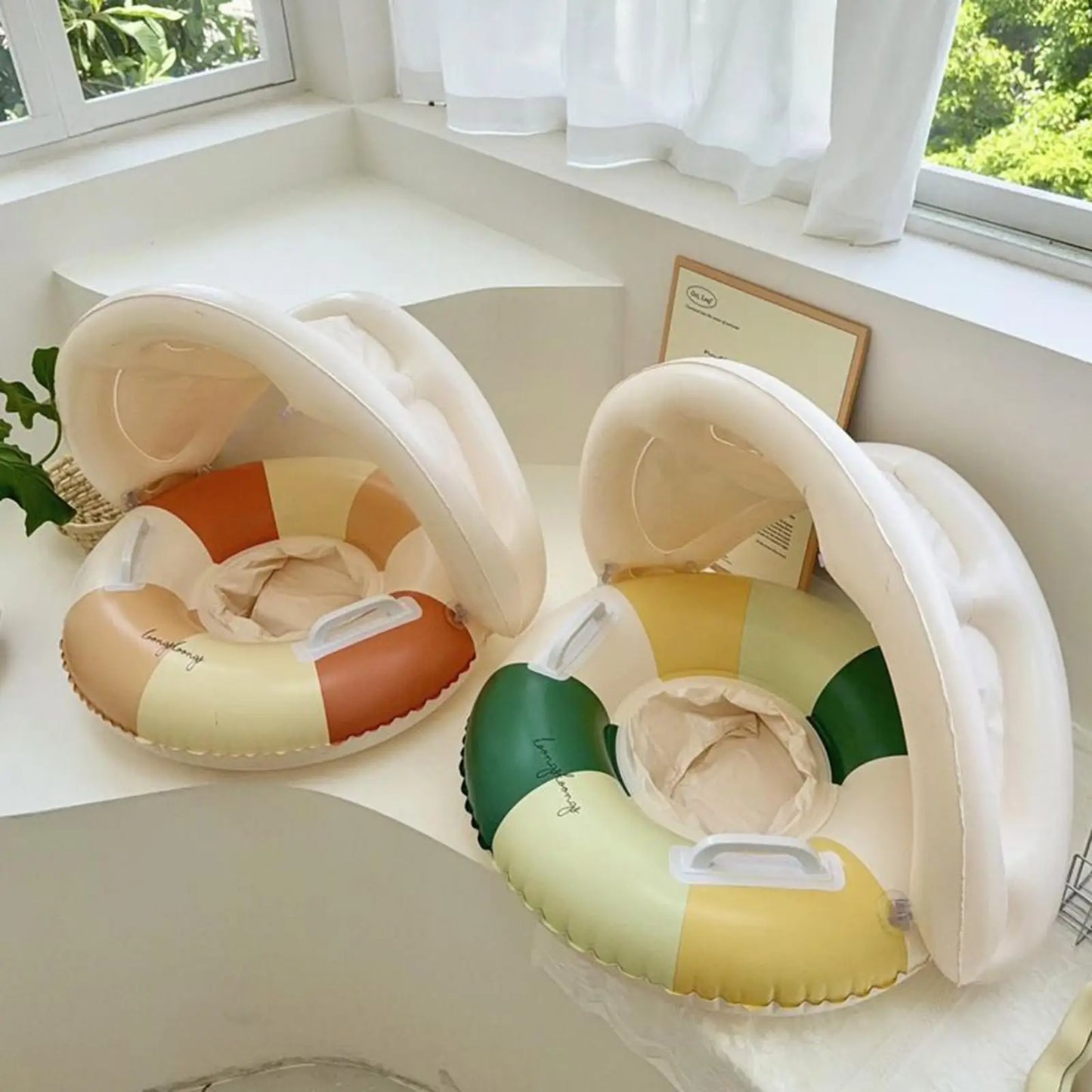swimming Pool Float Baby Retro Children's Swimming Pool Float with Sunshade Seat Ring For Kid Child Swimming Circle Beach Water