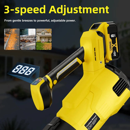 DeWalt industrial-grade high-power handheld blower, equipped with a powerful turbo fan and lithium battery.