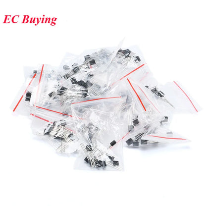 160pcs/set Transistor Kit TO-92 S9011 S9012 S9013 S9014 S9015 S9018 A1015 C1815 A42 A92 5401 5551 S8050 S8550 2N3906 2N3904