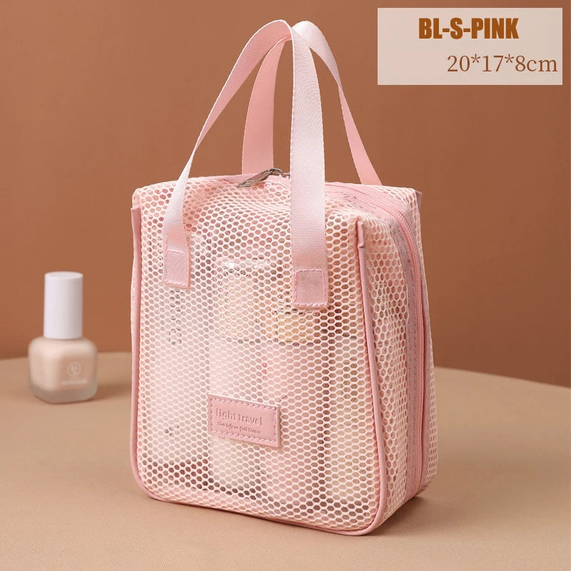 Multi-Functional Mesh Makeup Bag Pouch Large Capacity Portable Storage Case Travel Toiletry Bags Cosmetic Bag