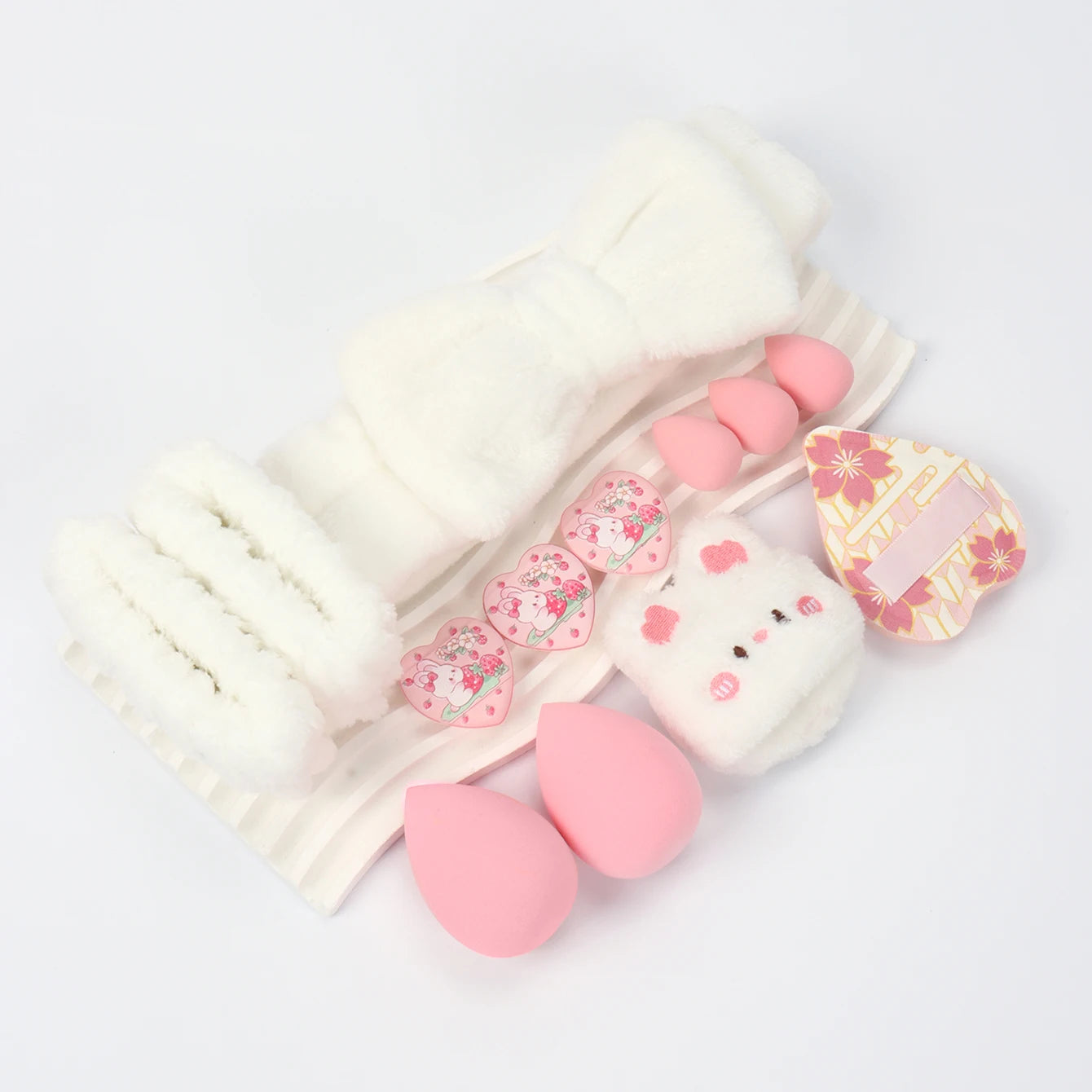 Embroidered Powder Puff Headband 13-Piece Set, Suitable for Applying and Setting Makeup, Suitable for All Skin Types