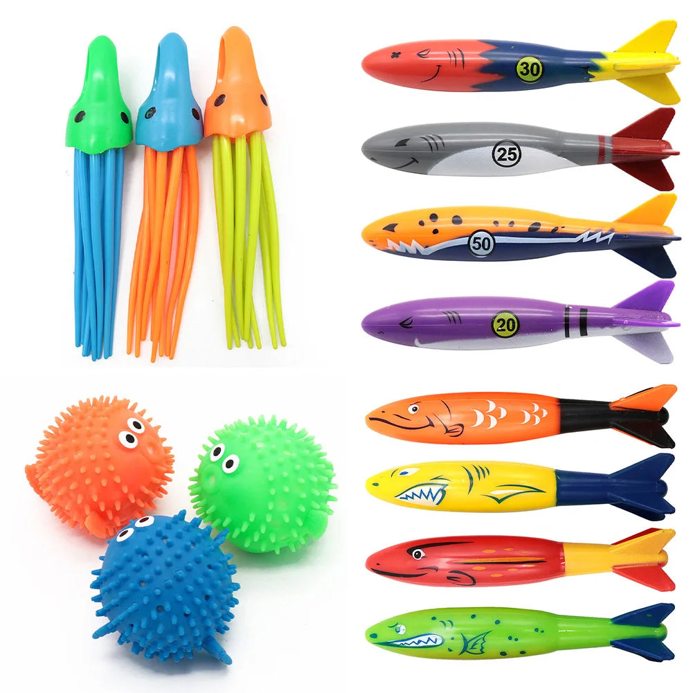 Children's Pool Diving Toy Submersible Torpedo Treasure Hunt Water Toy Swimming Training Tool Summer Outdoor water Gift Set #1