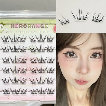DIY Cluster Punk Silver Black Self-adhesive Glue Free False Eyelashes Segmented Thin Stems Halloween Makeup Girl Lashe Extension