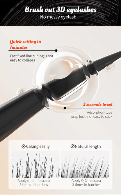 QIC High-heeled Shoes Mascara 3D Fiber Mascara, Long Black Volumizing Eyelash Extension, Waterproof Eye Makeup Tool