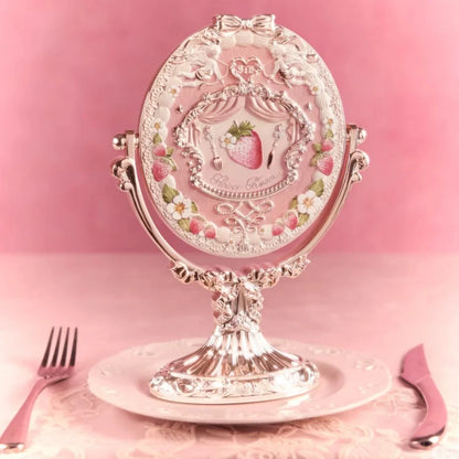 Flower Knows Sweet Bear Series Handheld Makeup Mirror - Creamy Pink