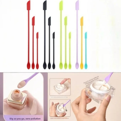 1/3pcs Double-Head Silicone Scraper Spoon Set Makeup Brushes Cosmetics Tools Beauty Accessories Reusable Silicone Scoop Scraper