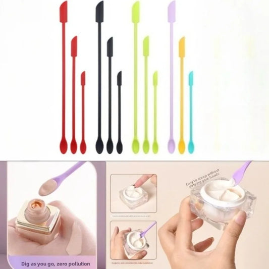 1/3pcs Double-Head Silicone Scraper Spoon Set Makeup Brushes Cosmetics Tools Beauty Accessories Reusable Silicone Scoop Scraper