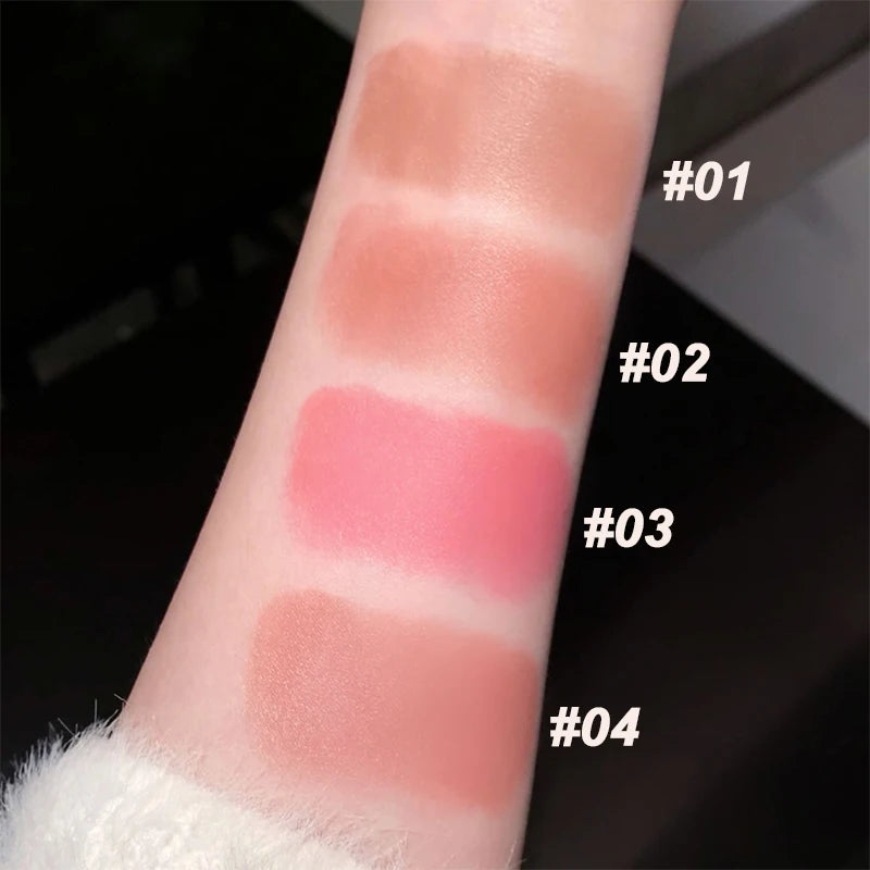 Double Head Powder Blusher Stick, Multi-use Cream Blush Stick with Sponge Tip, Long-lasting Natural Cheek Tint, Portable Makeup